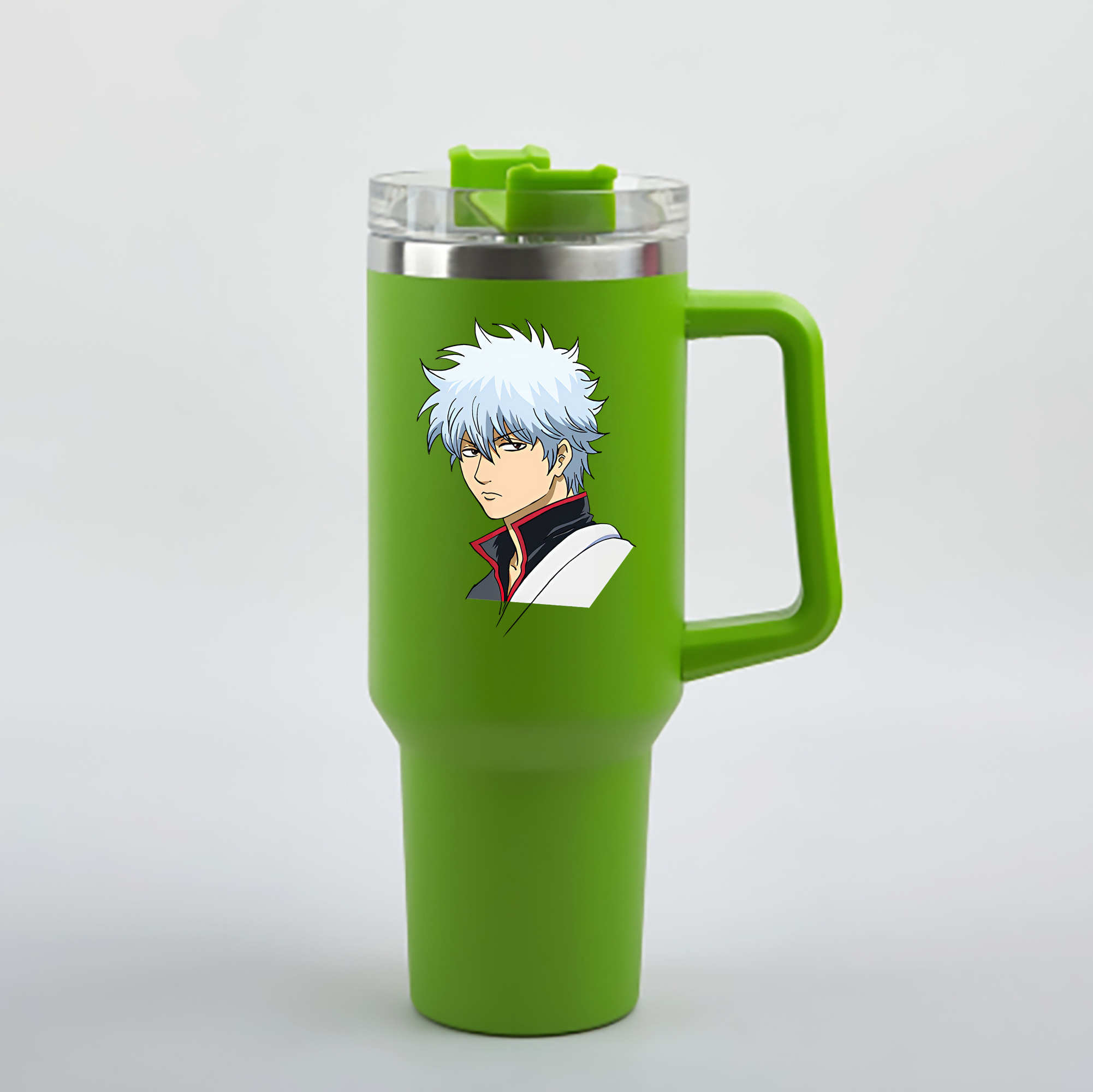（画像用） ぎんたま 坂田銀時（さかたぎんとき） 神楽 志村新八（しむら しんぱち） GINTAMA Sakata Gintoki Kagura Shimura Shinpachi 1200mL車用タンブラー - クリスタルステッカー（プラスチックストロー付き）